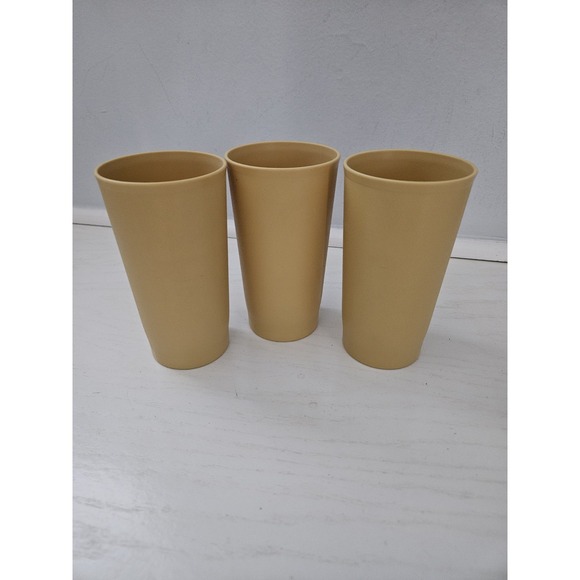 Tupperware Other - Set of 3 Vintage Tupperware Harvest Gold 12 oz Tumblers #873 NO LIDS